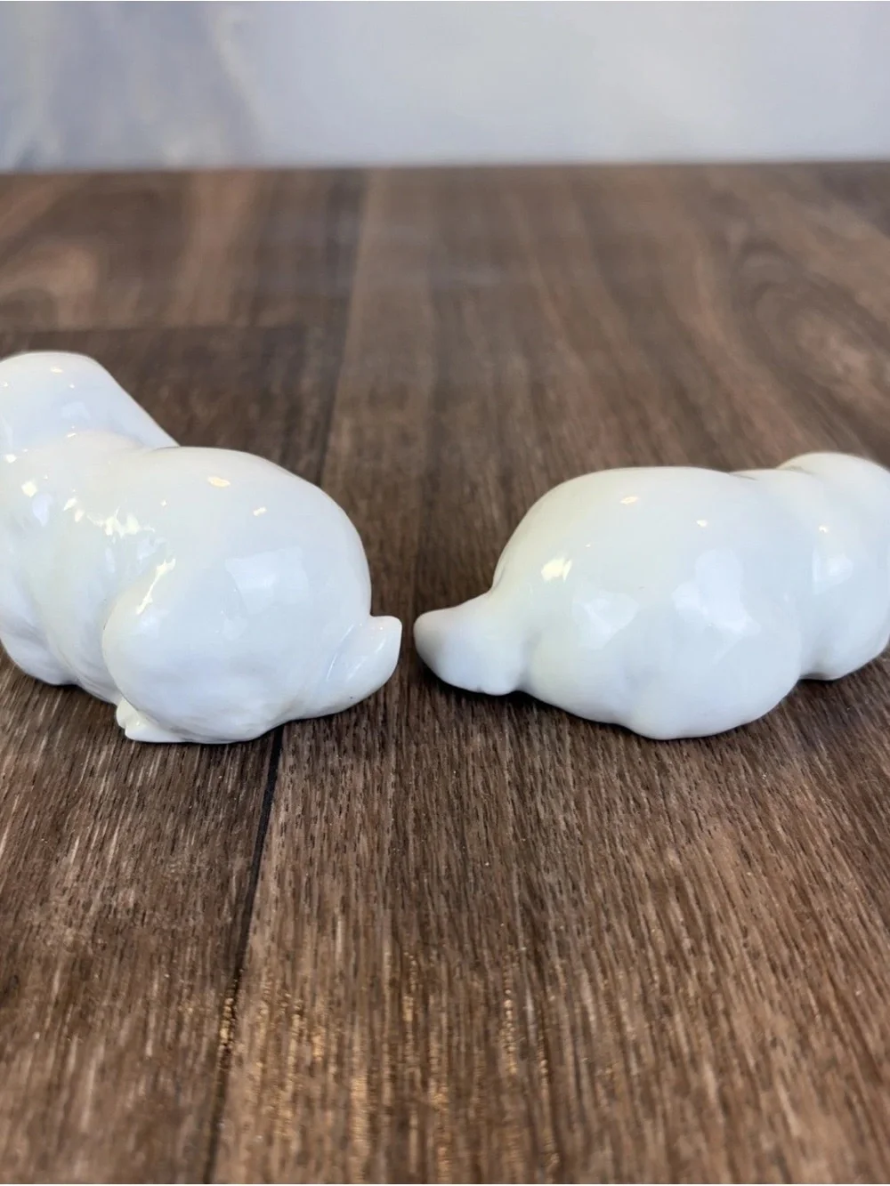 (2) Vintage OTAGIRI Japan Porcelain Easter Bunny Rabbits Glaze Figurines